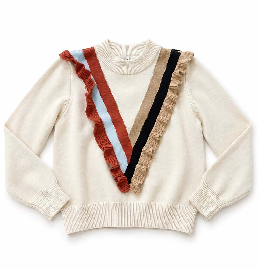 THML Varsity Ruffle Detail Sweater Sz Small (k1)